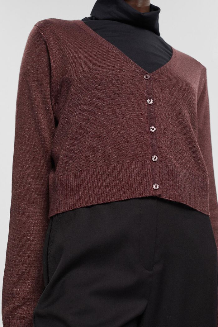 Kurzer Cardigan mit V-Ausschnitt und Glitzer-Effekt