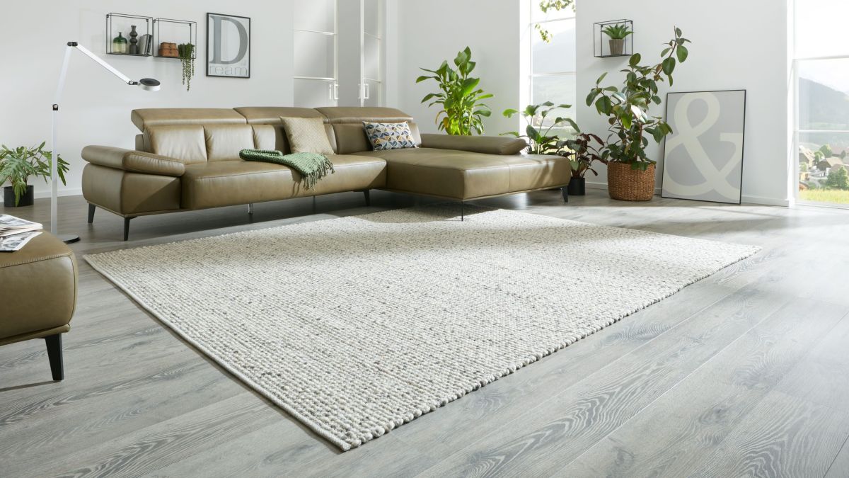 Interliving Handwebteppich 8001 Kalkstein 65 x 130 cm
