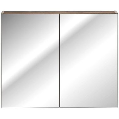 Lomadox Spiegelschrank PUEBLA-56-TAUPE 80cm mit LED in taupe mit Vintage Oak Nb. B/H/T ca. 80/65-75/17 cm