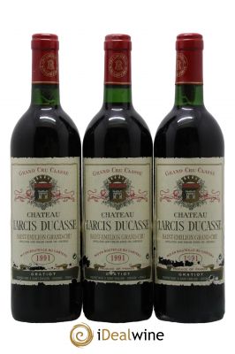 Château Larcis Ducasse 1er Grand Cru Classé B  1991 - Lot de 3 Bouteilles