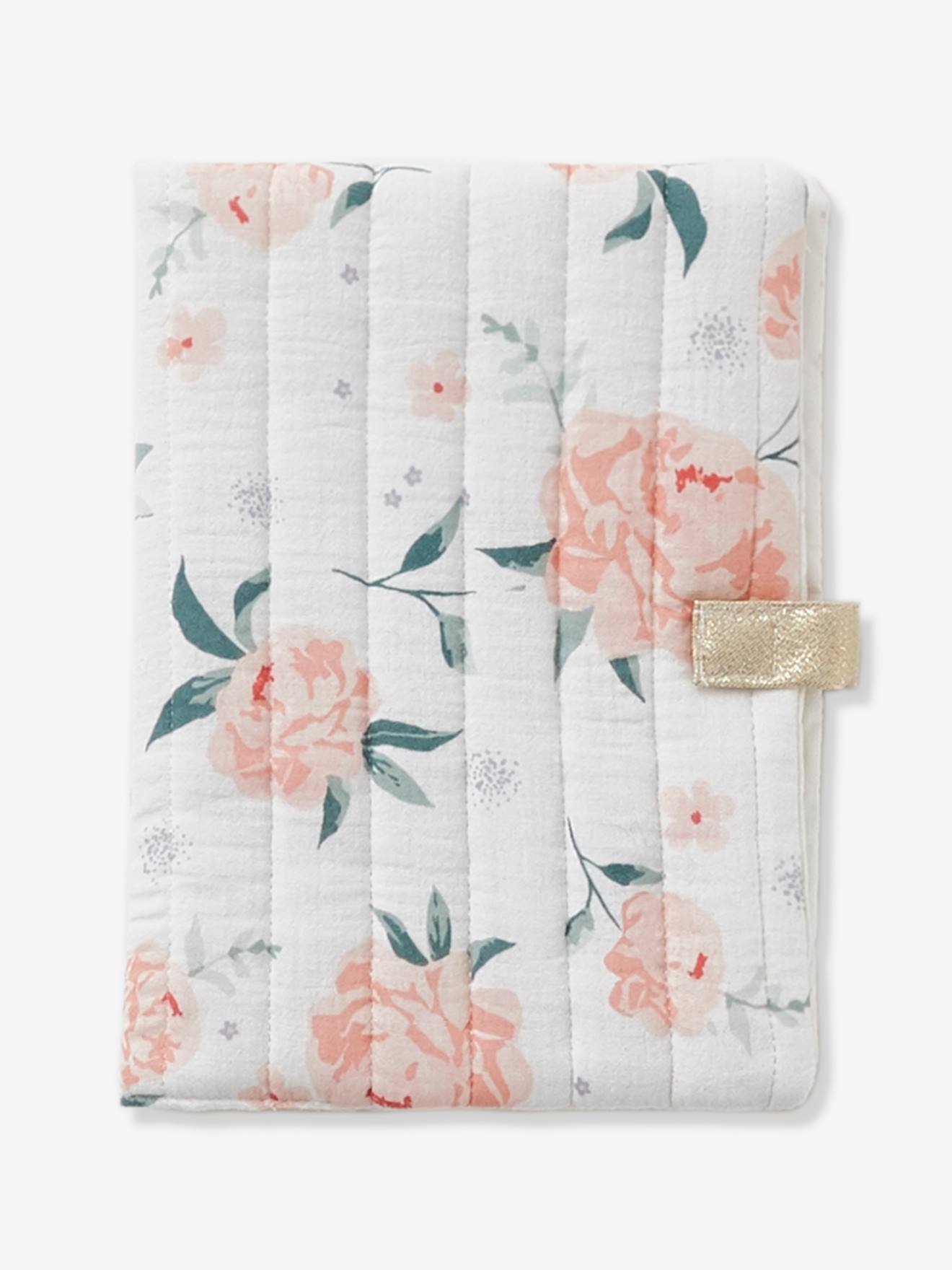 Protège carnet de santé EAU DE ROSE écru / rose