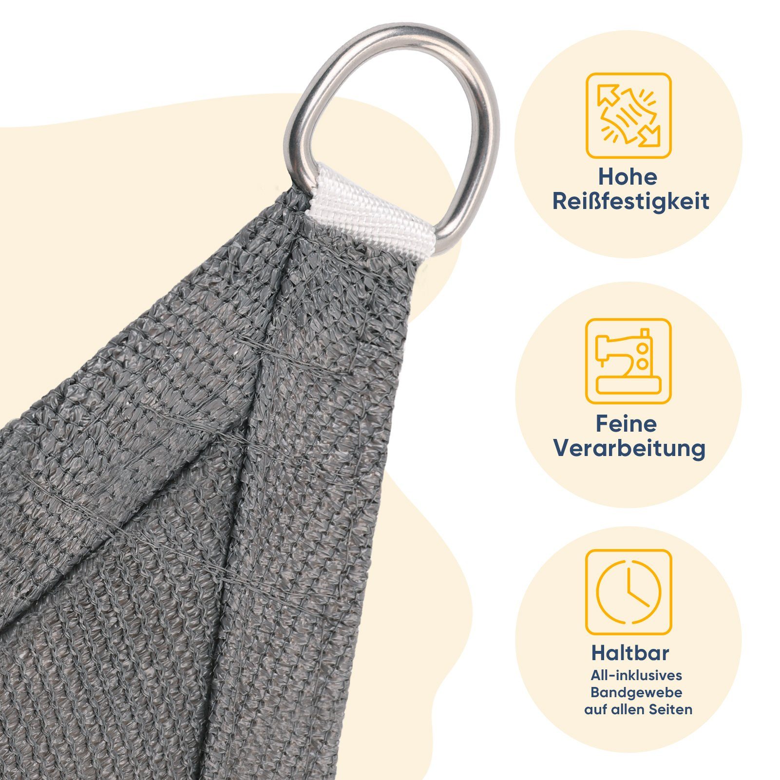Sekey Sonnensegel Sonnensegel HDPE Sonnenschutzsegel mit Seilen