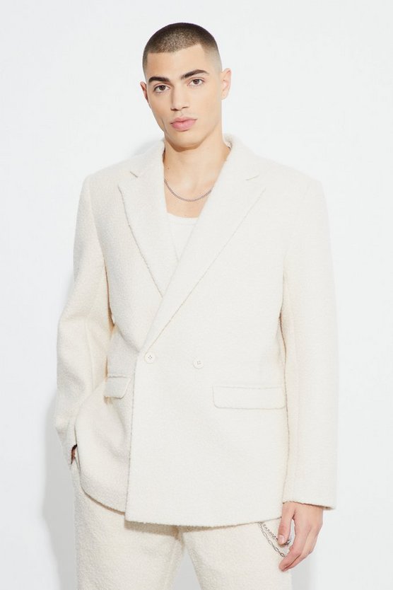 Lockerer zweireihiger Bouclee-Blazer