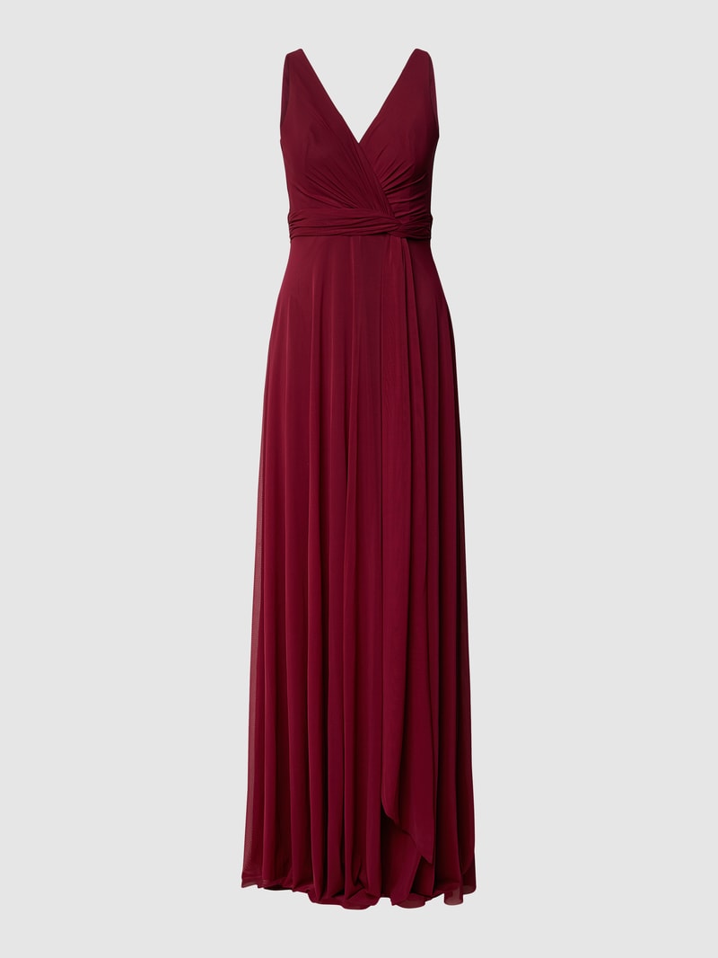 Abendkleid mit Taillenband in kirschrot
