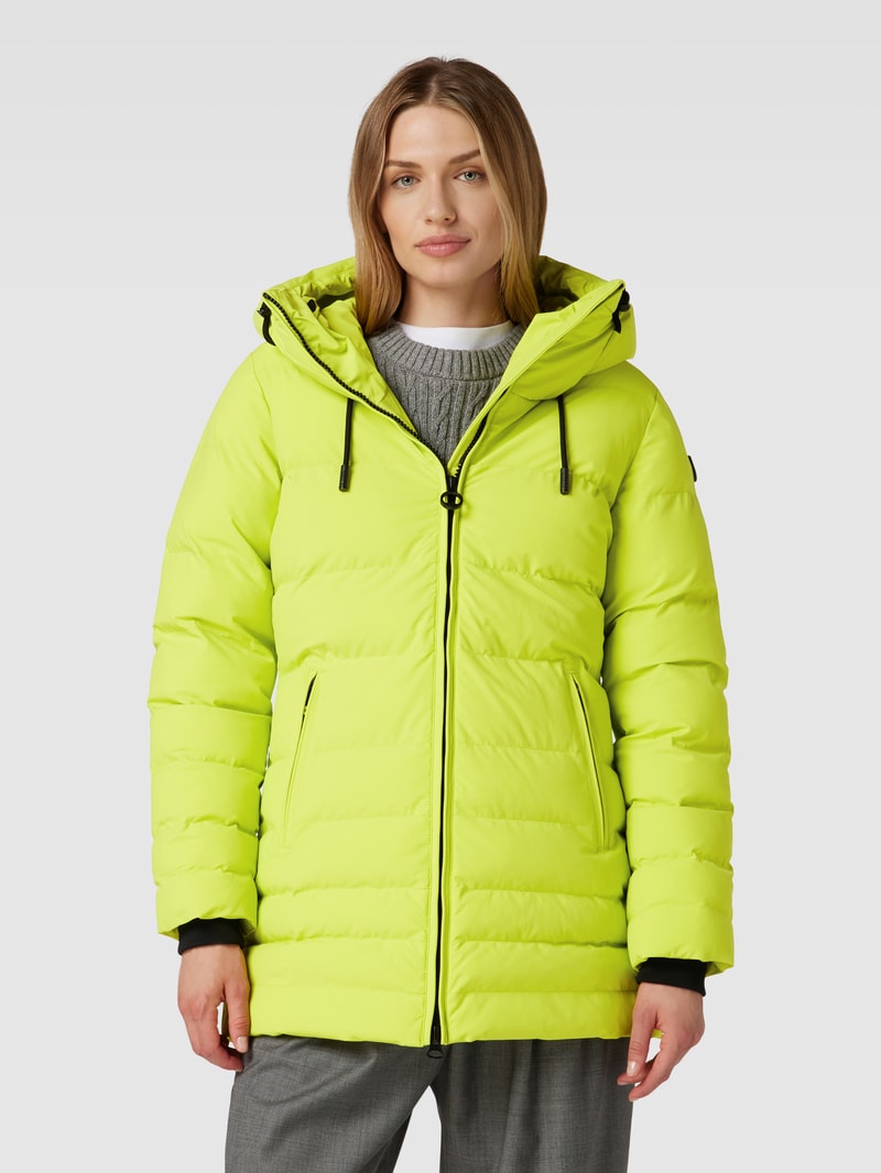 Steppjacke mit Label-Applikation Modell 'CORDOBA' in neon gelb