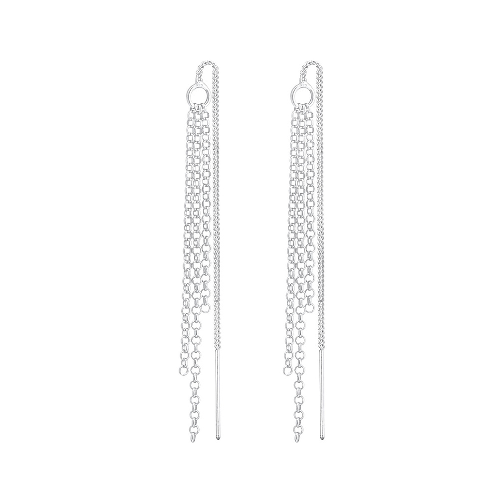 Elli Elli Boucles d'Oreilles Femmes Pendentif d'oreilles Chaînes Traversante en Argent Boucles d'oreilles