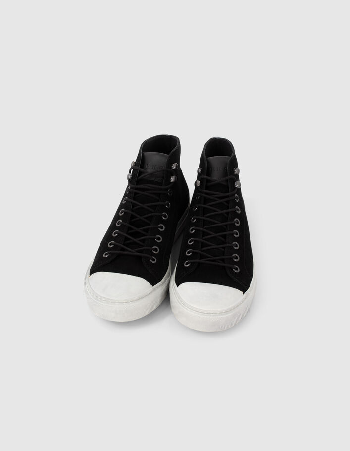 Baskets hautes noires cuir velours Homme
