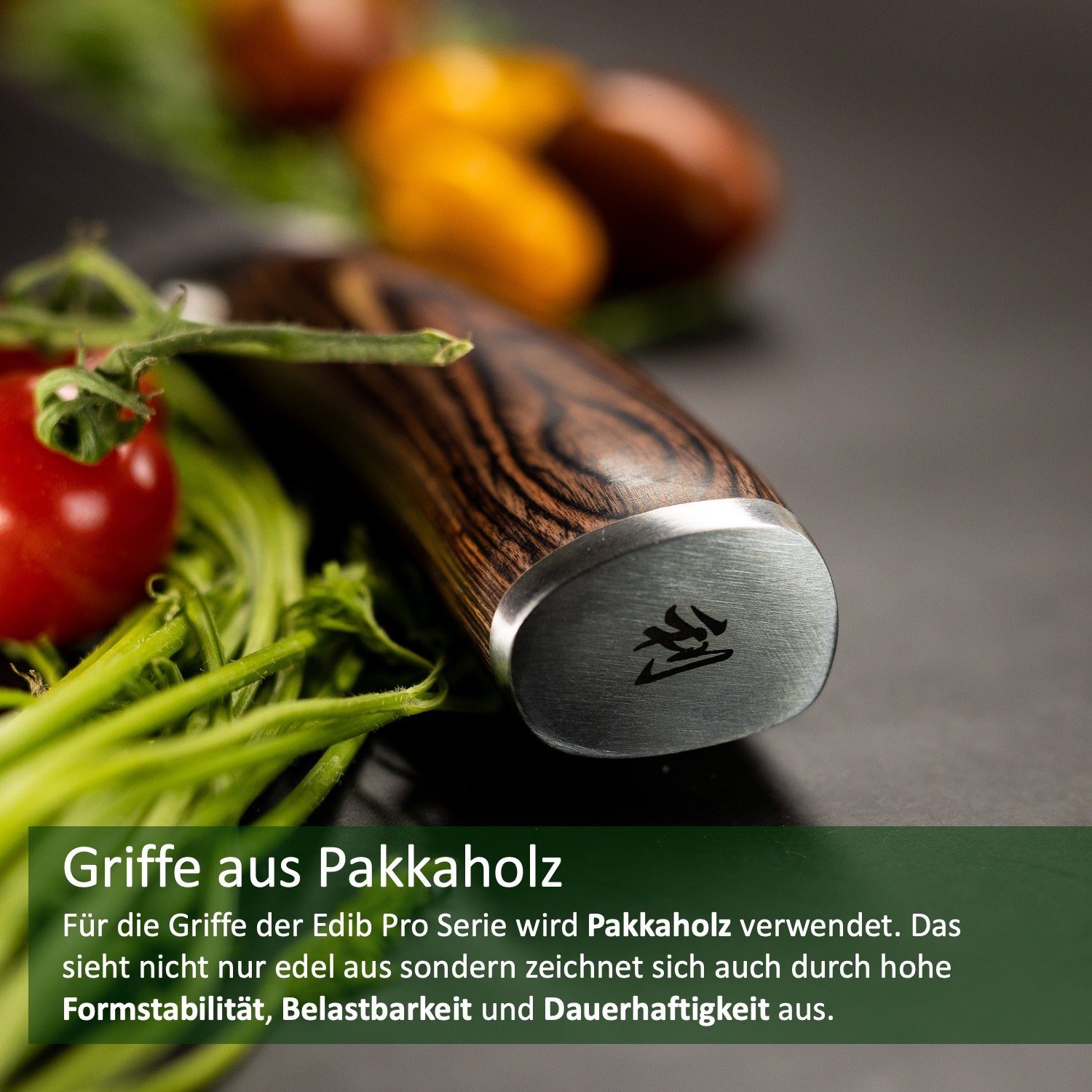 Wakoli Messer-Set Edib 4er Damastmesserset I 8 - 18cm Klinge I Pakkaholzgriff