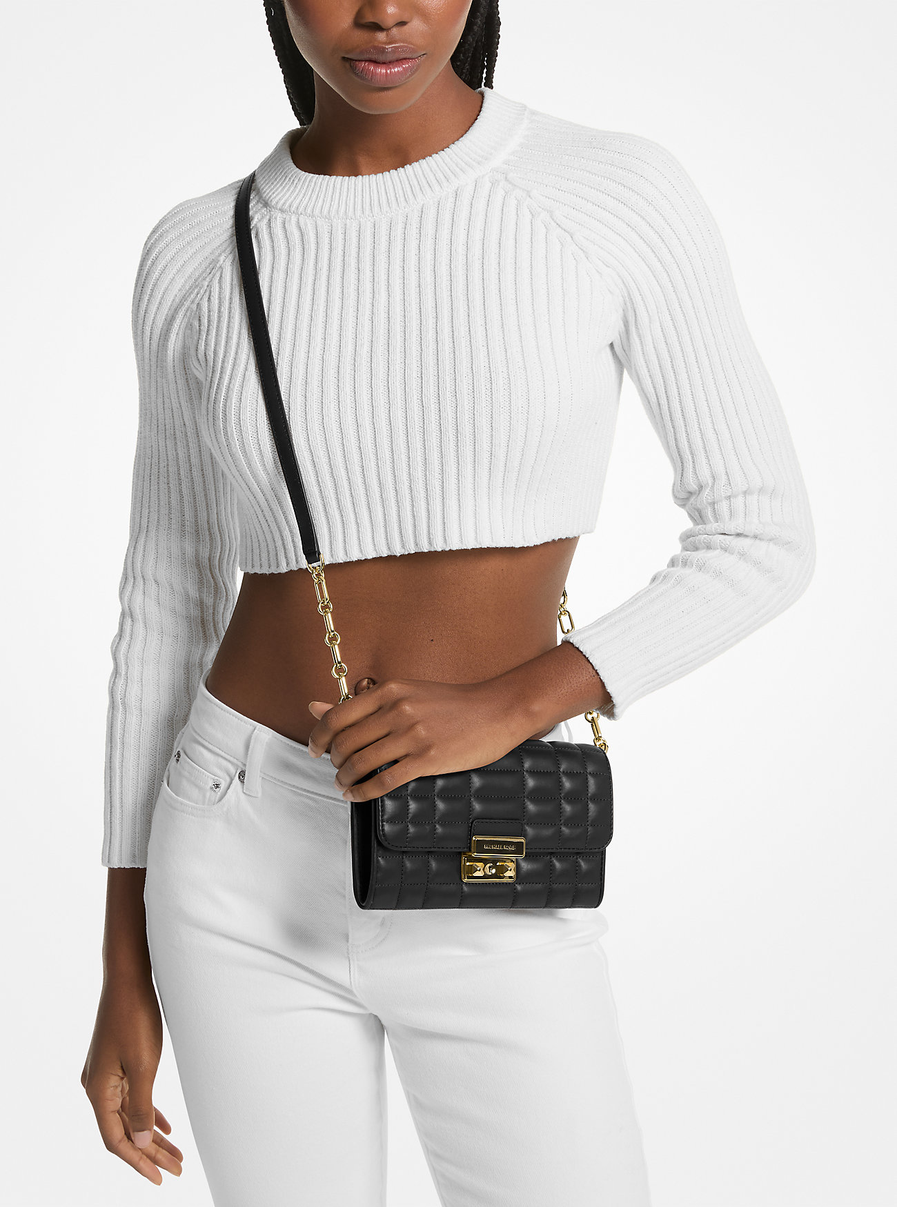 Tribeca konvertibel crossbody-veske i skinn – SVART