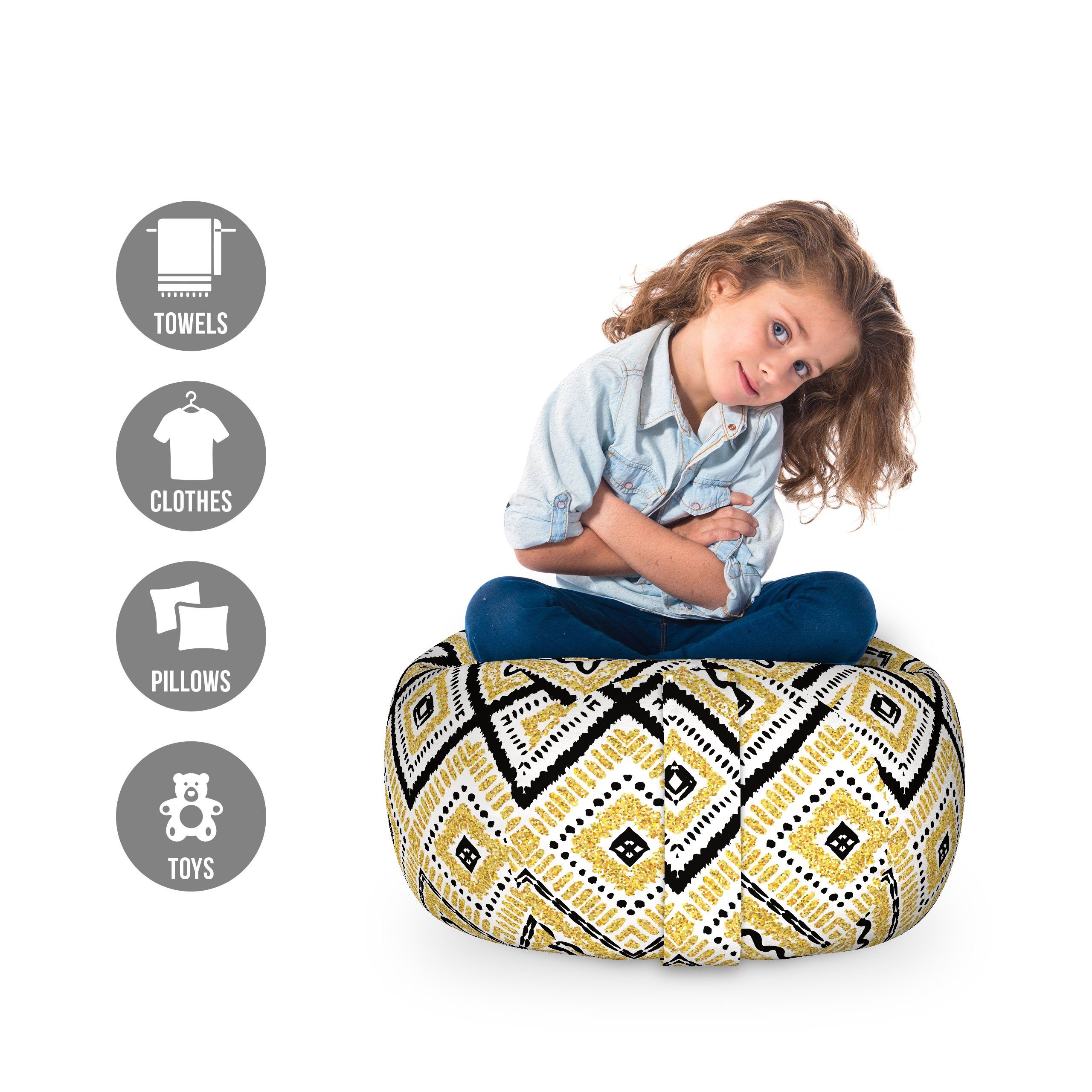 Abakuhaus Spielzeugtruhe Gefüllter Tier Organizer Waschbare Tasche für Kinder, Ethnisch Chevron Waves Tribal