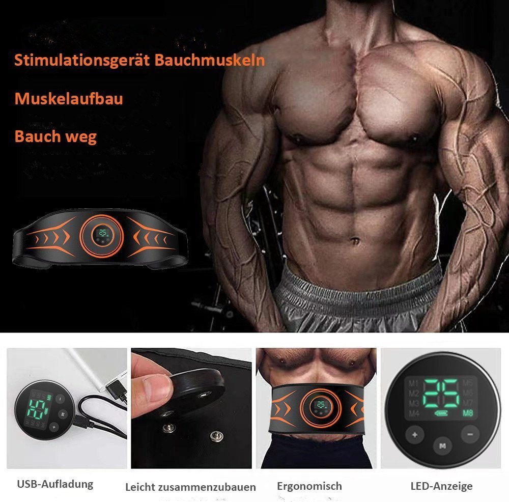 Aoucheni EMS-Bauchmuskeltrainer EMS Bauchtrainer 8 Trainingsmodi EMS Trainingsgerät Bauchmuskel Gürtel, (für Männer und Frauen, Bauch Trainingsgerät für Zuhause), Stimulationsgerät Bauchmuskeln, Bauchmuskeltrainer