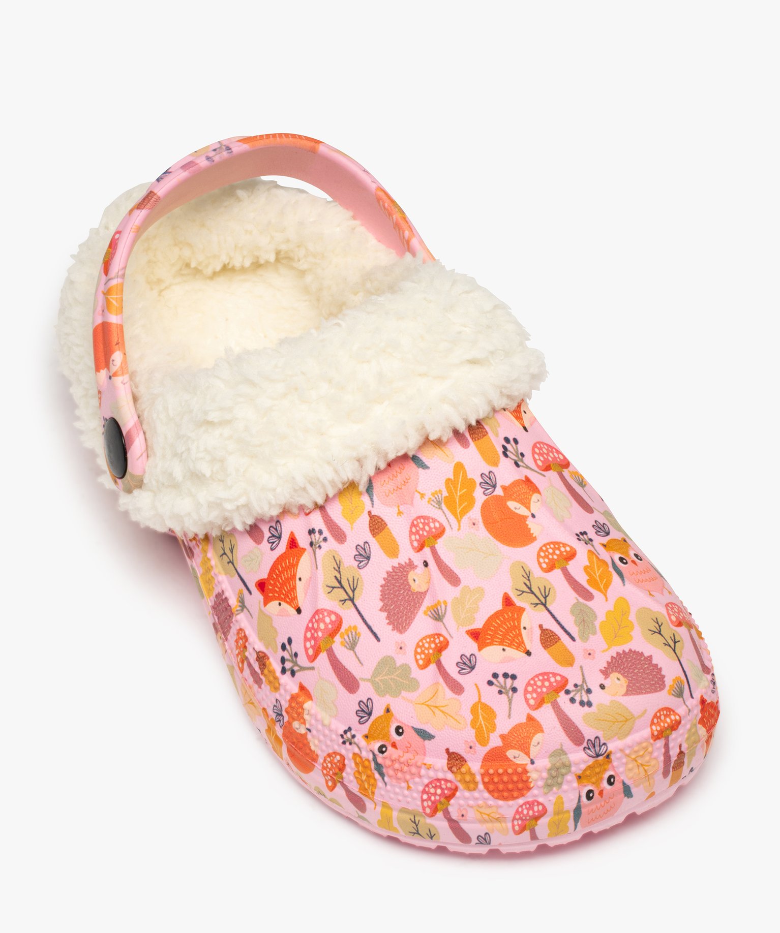 Chaussons fille sabots souples imprimés doublés sherpa rose | GEMO