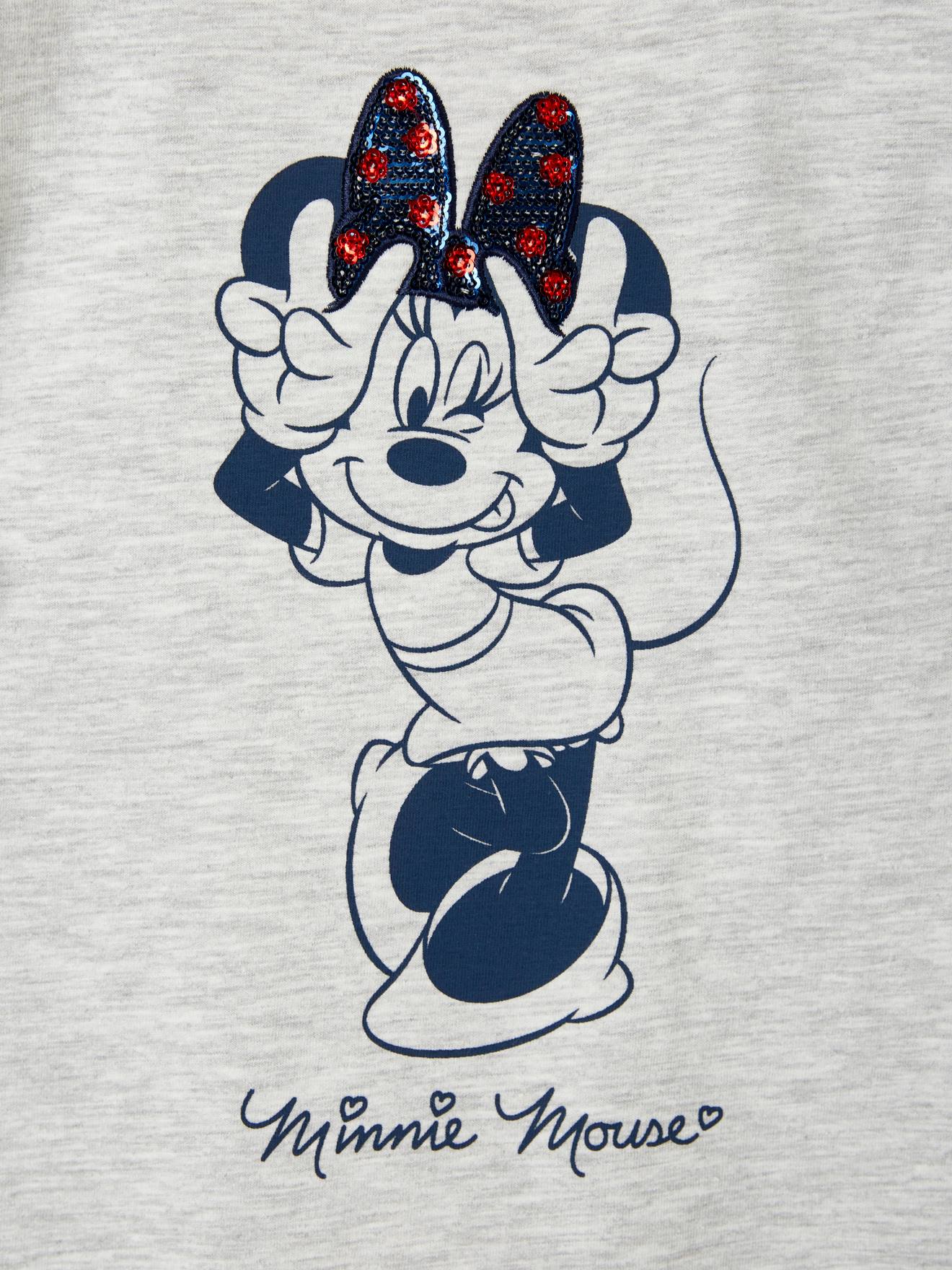 Ensemble fille T-shirt et short DS Minnie® gris chiné / bas twill bleu