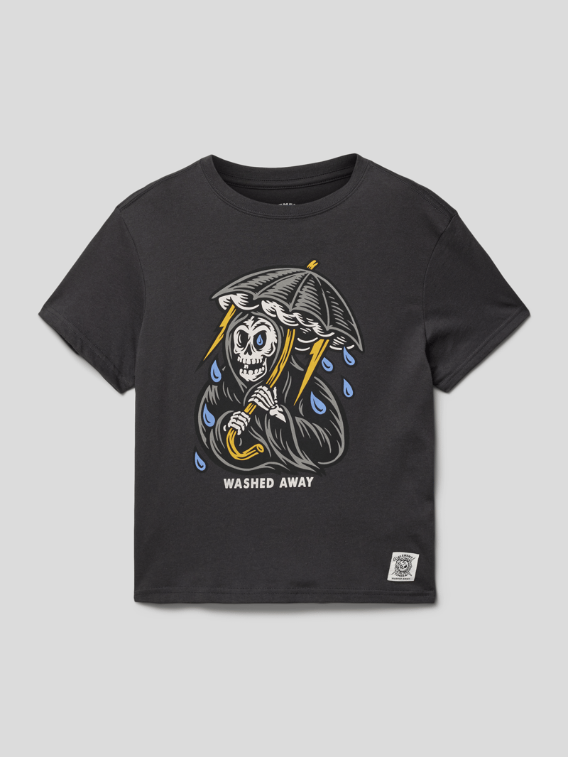 T-Shirt mit Motiv-Print in schwarz