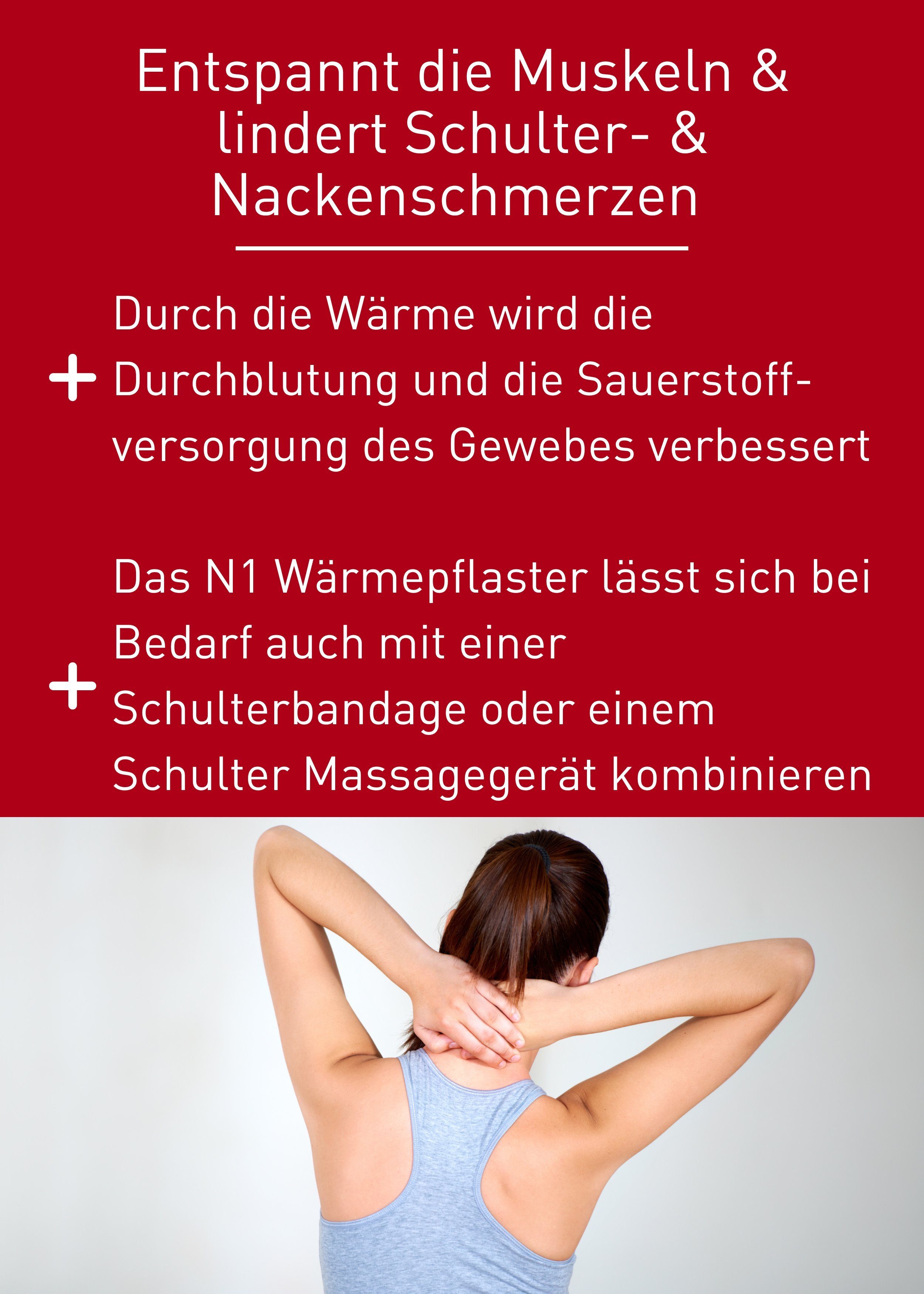 N1 Healthcare Wärmepflaster für Schulter & Nacken (4 St), 8 Stunden wohltuende Wärme