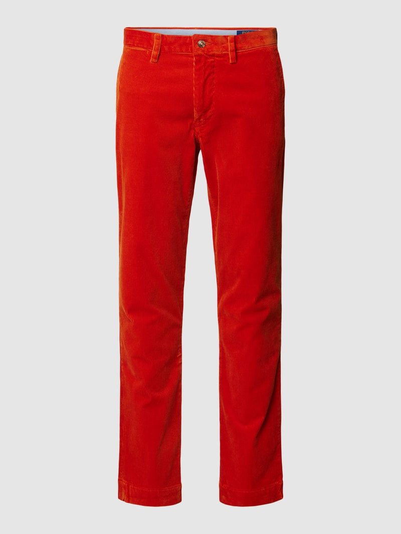 Slim Stretch Fit Cordhose mit Knopfverschluss Modell 'BEDFORD' in orange