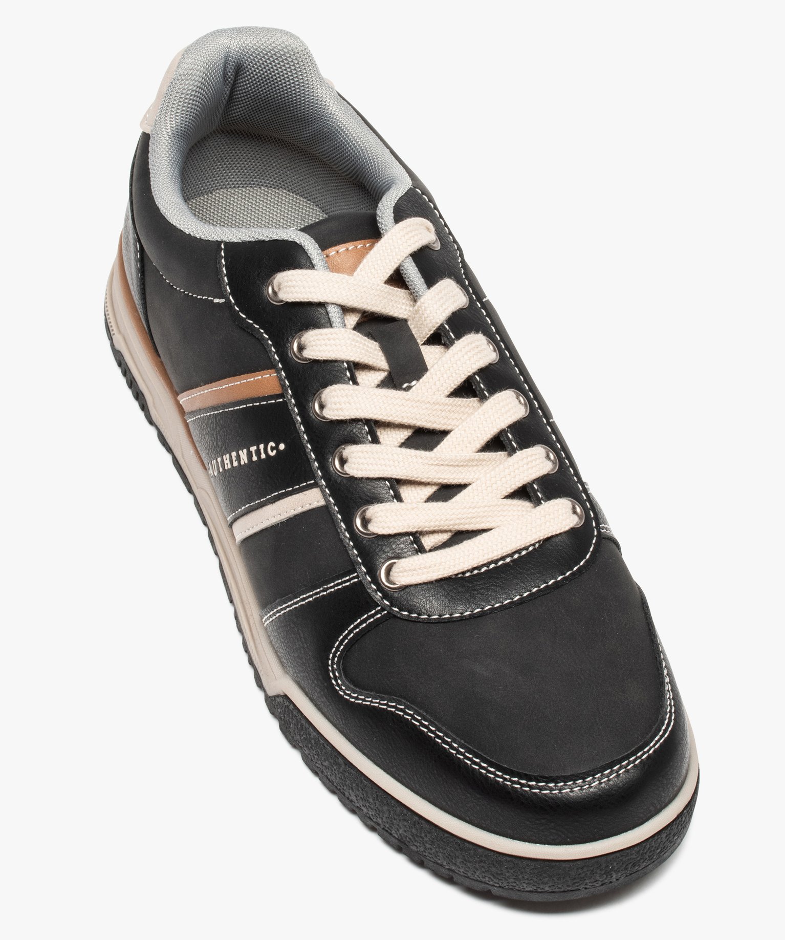 Baskets homme à surpiqres contrastées fermeture lacets noir | GEMO