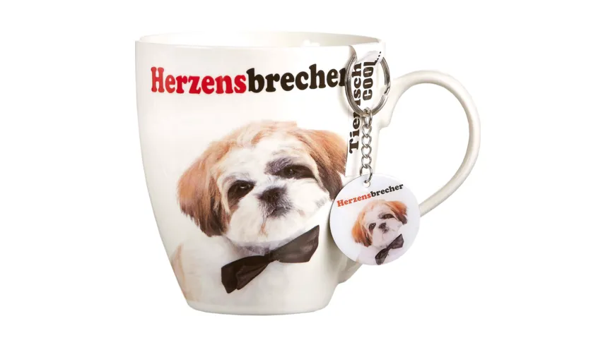 Ritzenhoff & Breker Kaffeebecher mit Schlüsselanhänger Hund mit Fliege