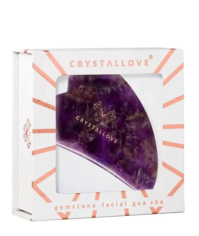 Πλάκα μασάζ προσώπου Crystallove Amethyst Gua Sha
