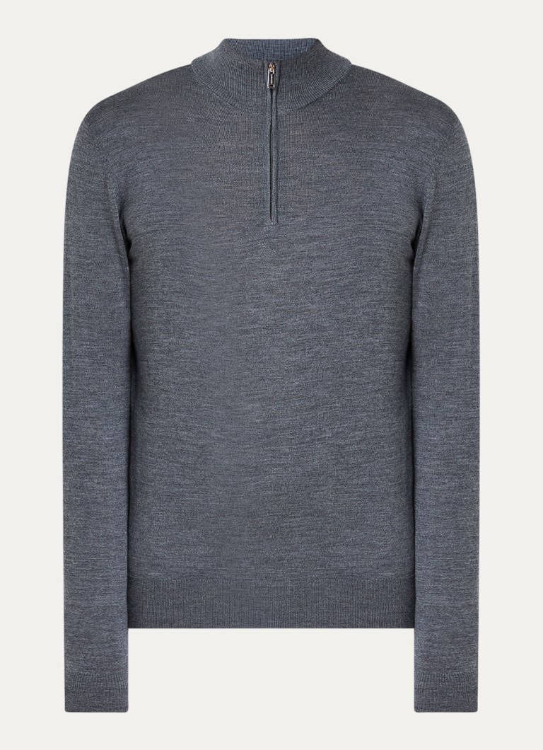 Profuomo Merino Wool Fine Knit Sweater with Half Zipper