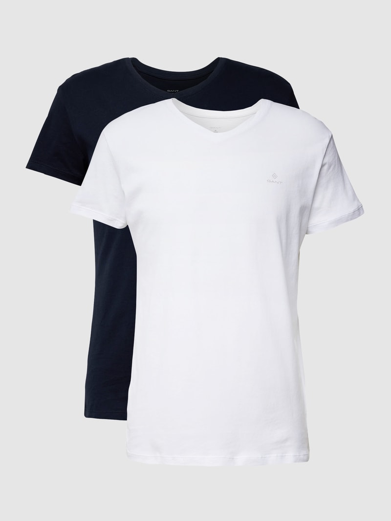 T-Shirt im 2er-Pack mit Brand-Schriftzug in schwarz