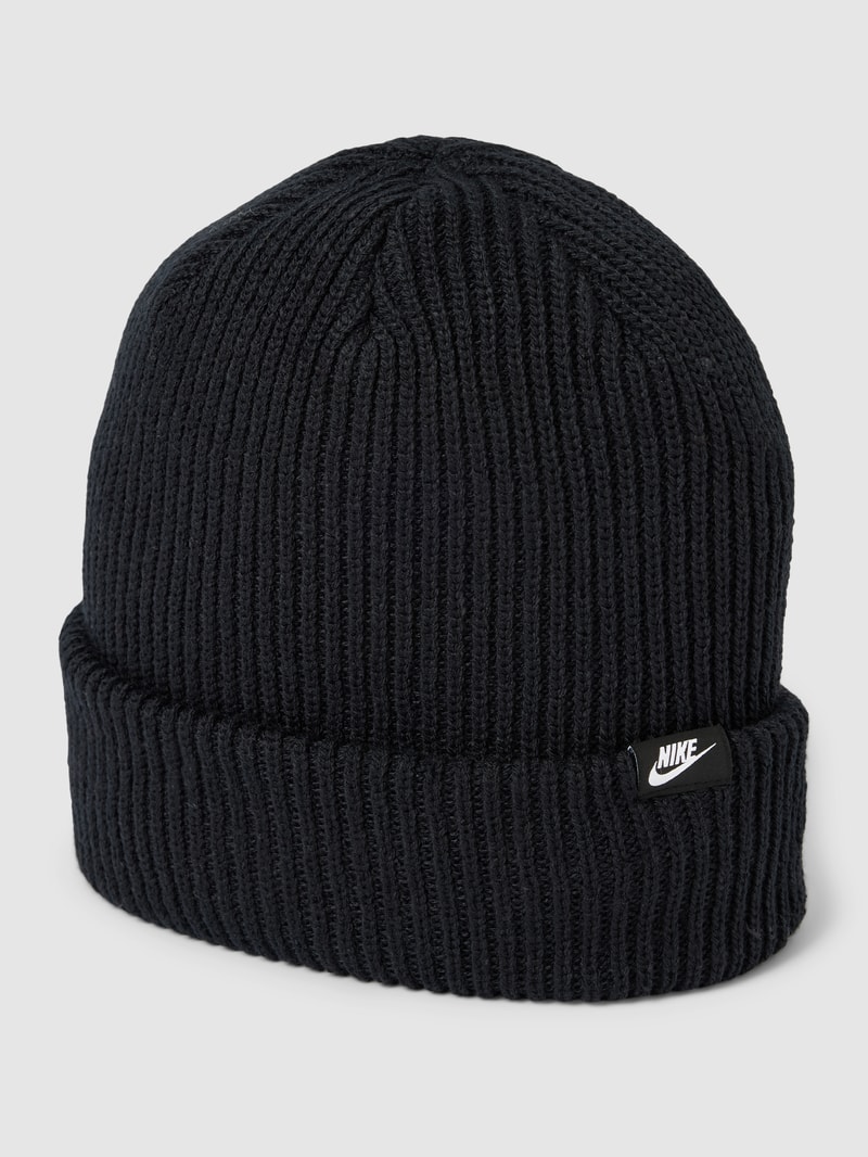 Beanie mit Label-Detail in schwarz
