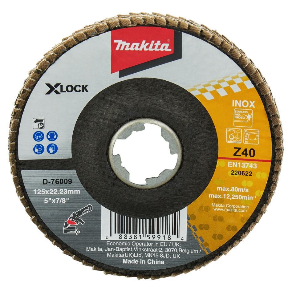 Disc de șlefuit lamelar Makita Accessories D-76009 X-LOCK 125 mm Z40