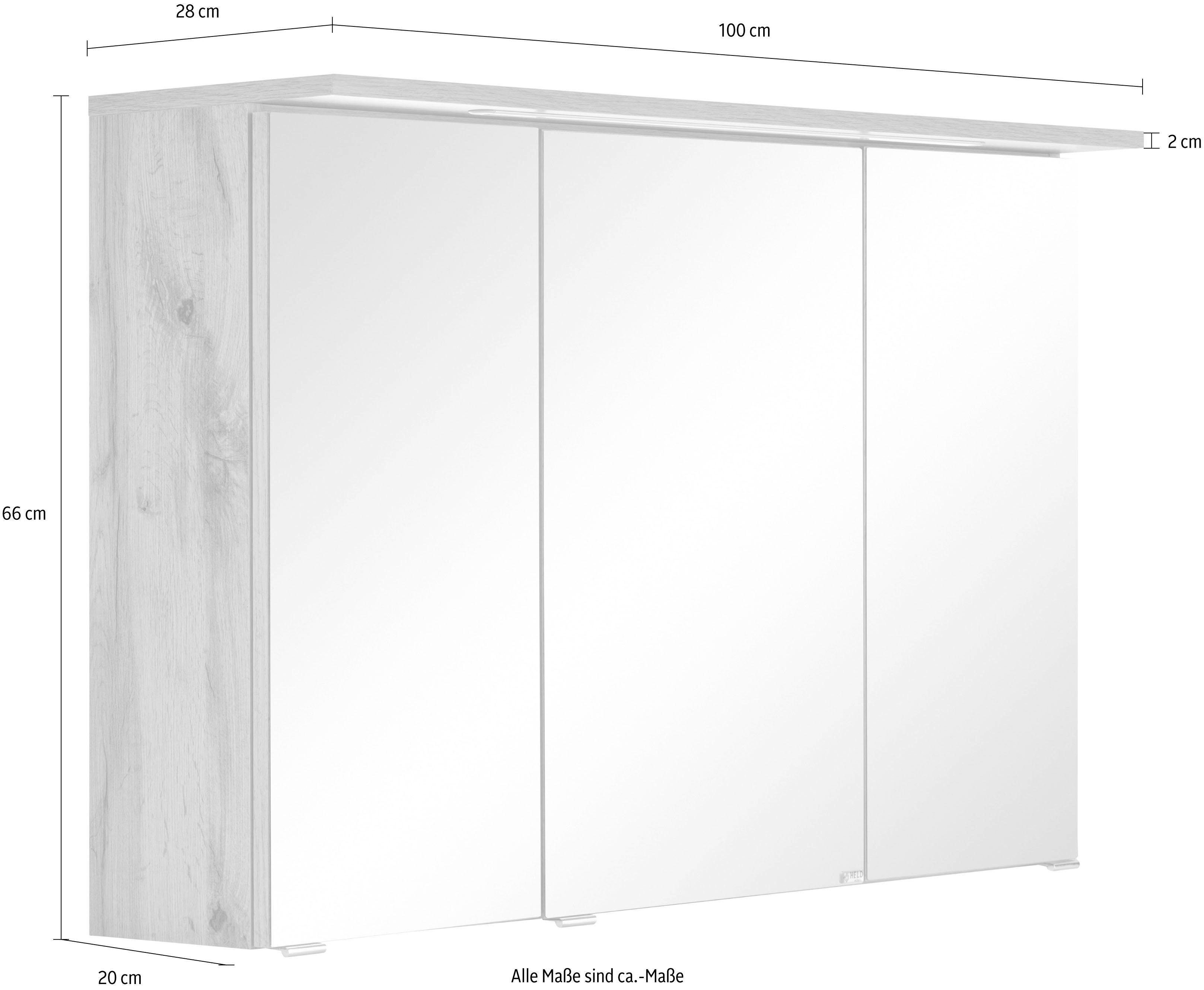HELD MÖBEL Spiegelschrank Lucca mit LED Beleuchtung