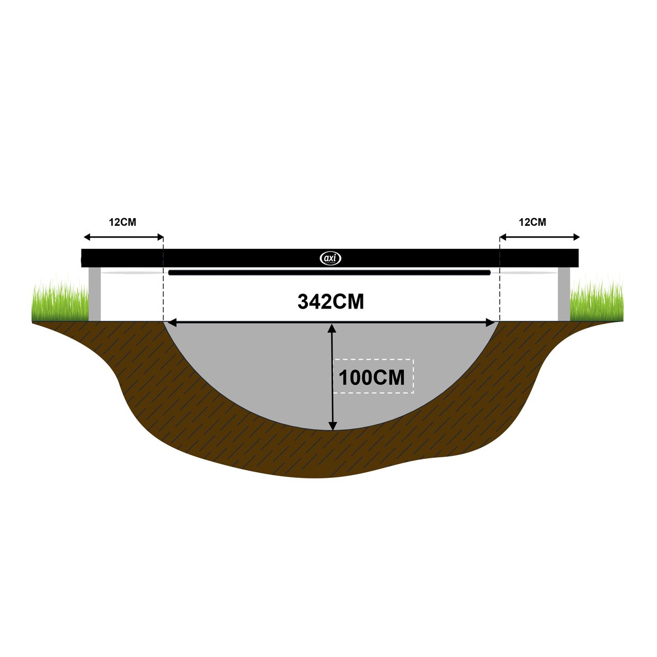 AXI Denver Trampolin 12ft - Inground - Grün