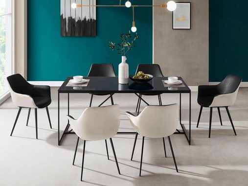 INOSIGN Esstisch Esra, Gestell aus Metall, Tischplatte aus Glas