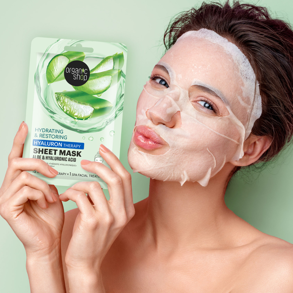 organic shop Masque tissu hydratant et réparateur – Aloe & Acid Hyaluronique Masque Tissu