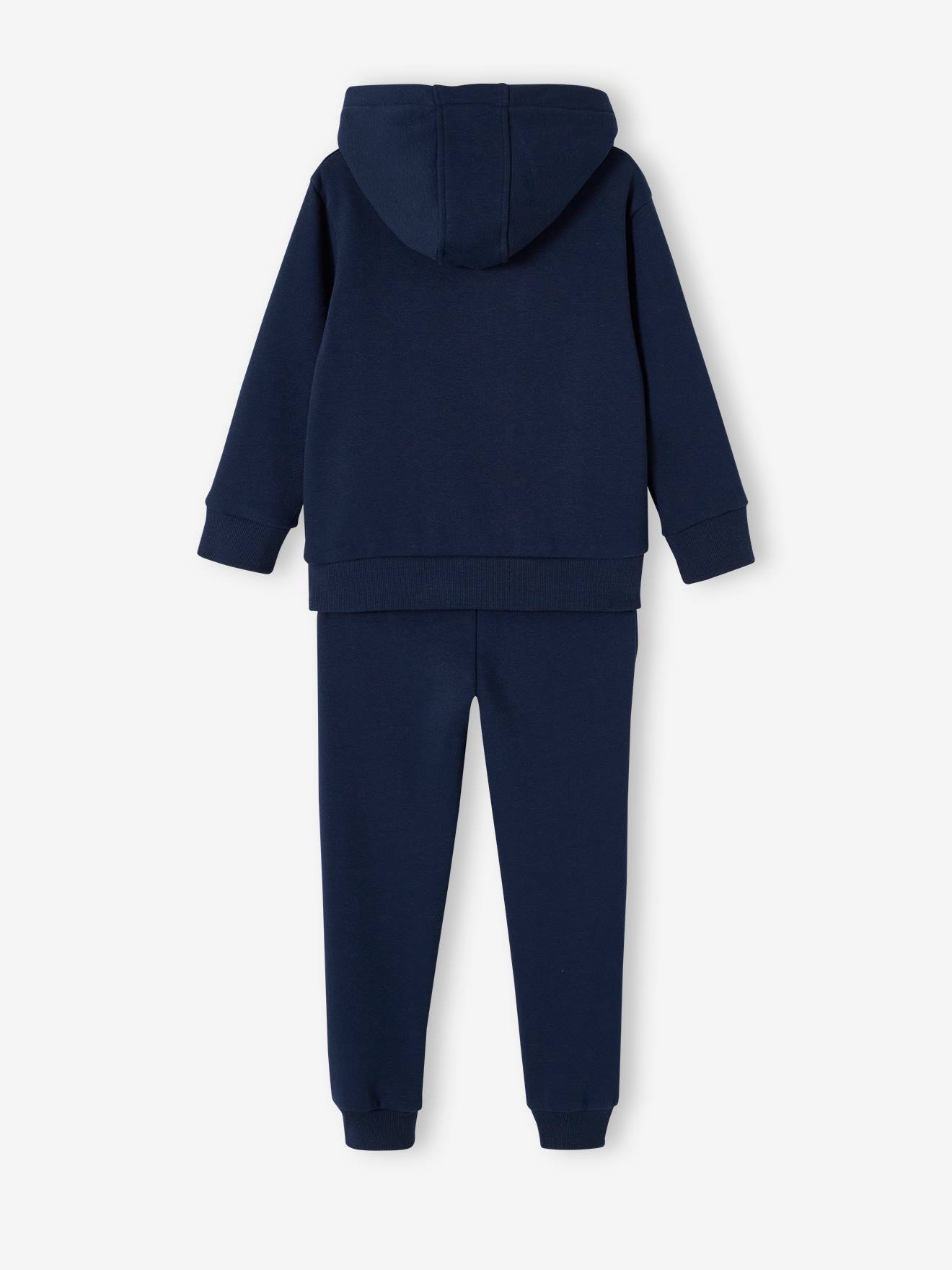 Ensemble sport garçon sweat à capuche et jogging en molleton marine