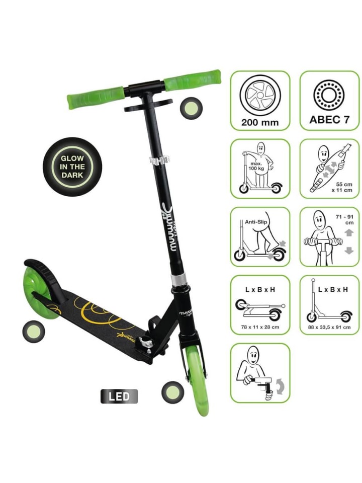muuwmi Roller Lights Scooter Glow 200 mm, Aluminium, mit Leuchtrollen, ab 5 Jahre günstig kaufen onesize