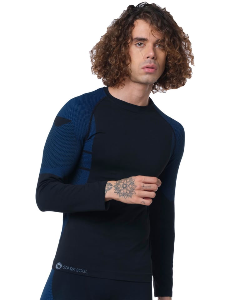 Stark Soul® Skiunterwäsche - Hemd Seamless Funktionsunterwäsche in schwarz/blau günstig kaufen