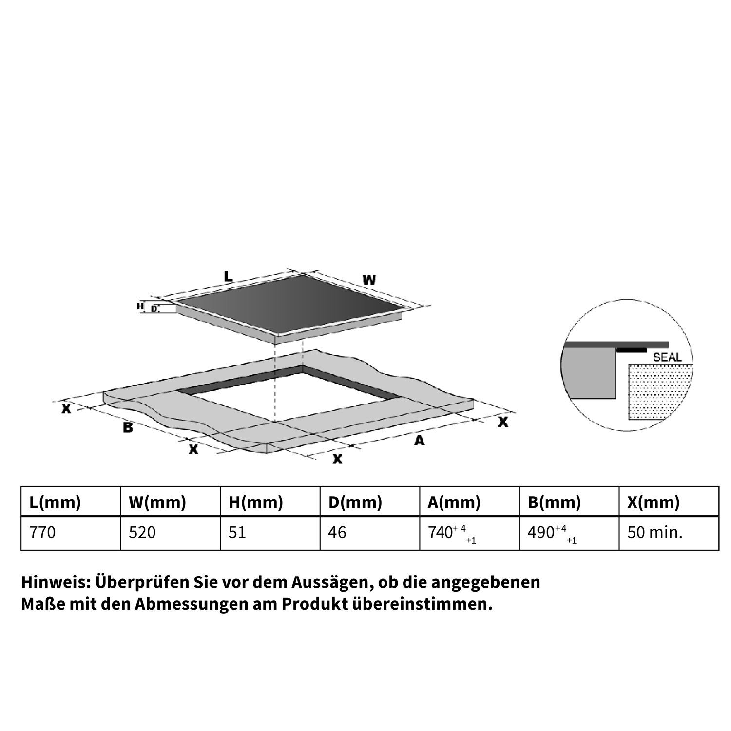 KKT KOLBE Elektro-Kochfeld KF7705RL, 77cm / Autark / 15 Stufen / 5 Zonen / Triple-Zone / Touch / Bräterzone