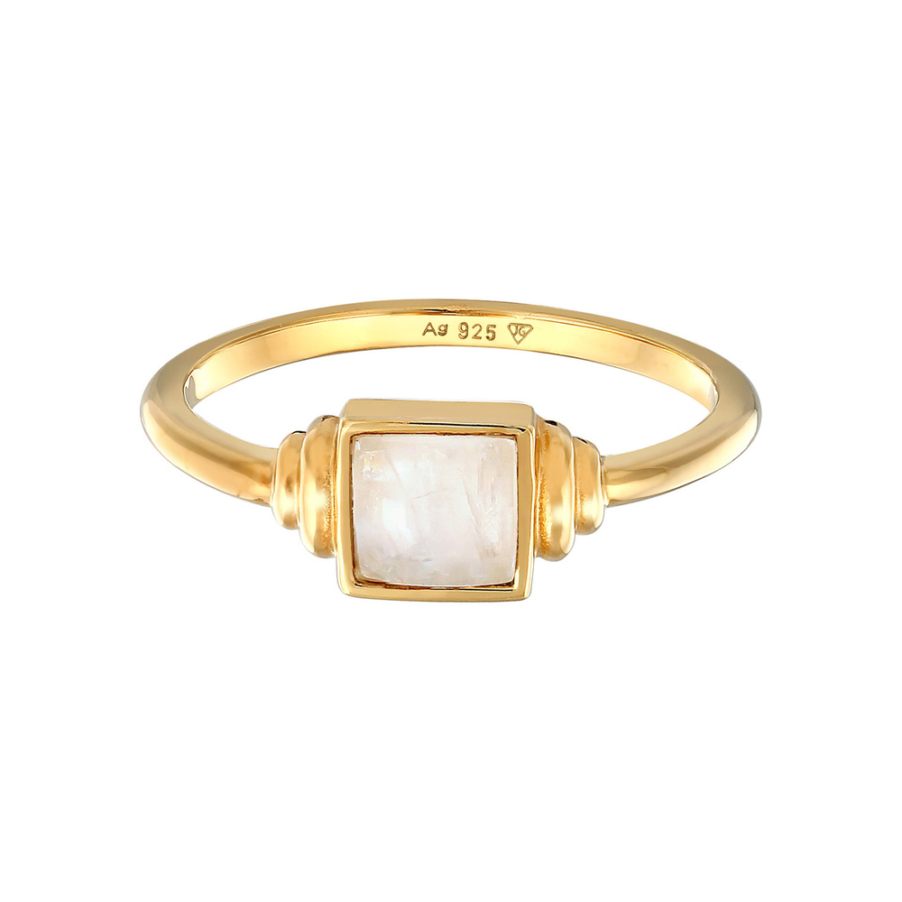 Elli PREMIUM Elli PREMIUM Bague Femmes Carré Vintage avec Pierre de Lune en Argent Sterling 92 Bague