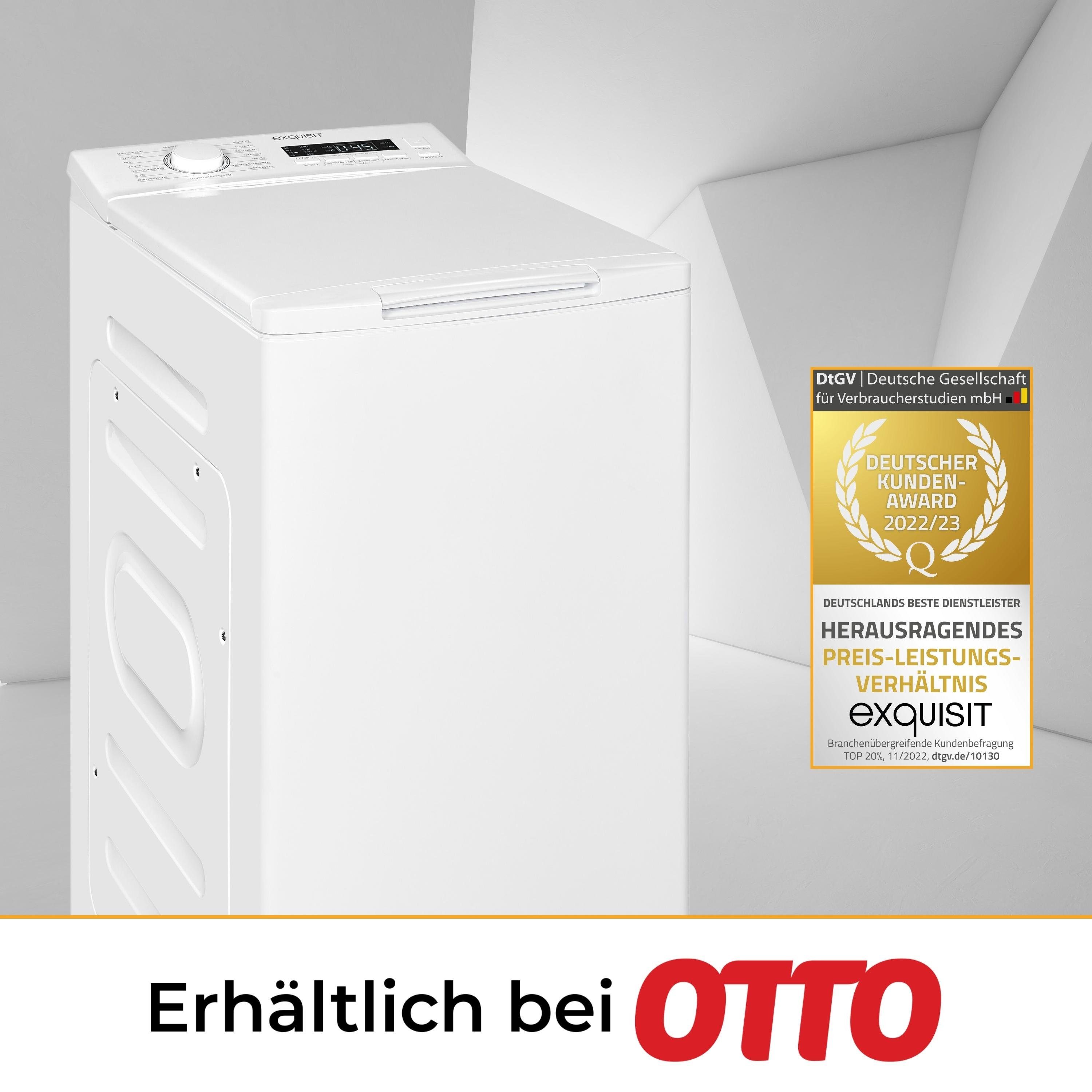 exquisit Waschmaschine Toplader LTO1207-030C weiss, 7,5 kg, 1200 U/min, leistungsstarker Top-Loader mit 16 Programmen