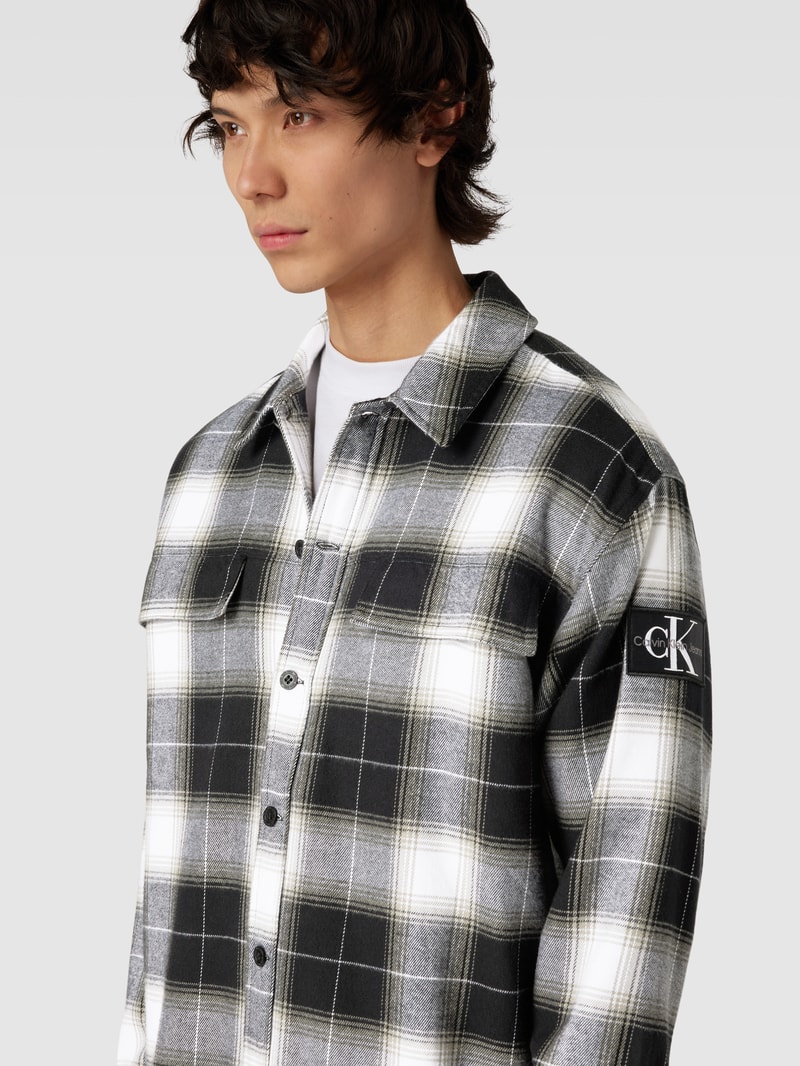 Hemdjacke mit Tartan-Karo Modell 'CHECK' in black