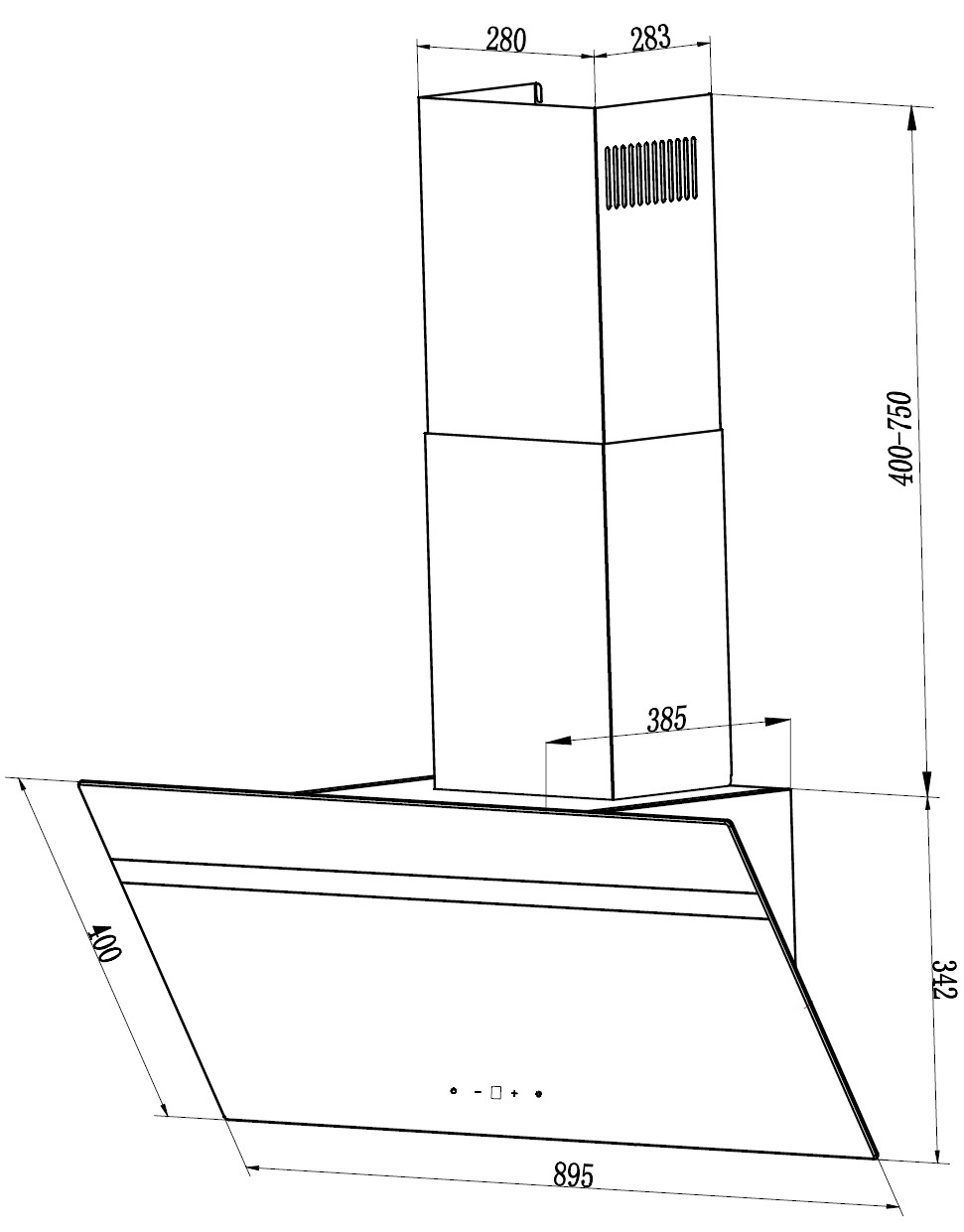 PKM Dunstabzugshaube mit Randabsaugung S20-90 AWTY