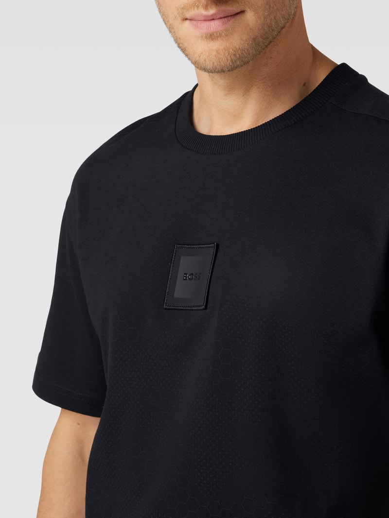 T-Shirt mit Label-Patch Modell 'Talboa Lotus' in schwarz