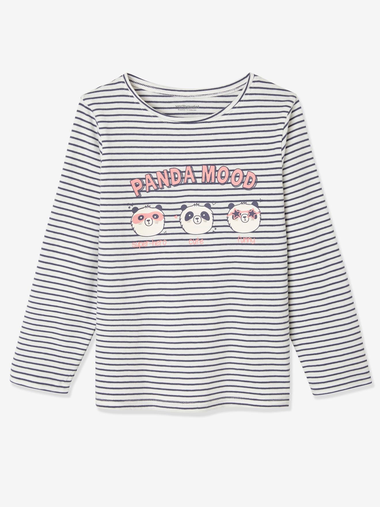 Vertbaudet Mädchen Set: Schlafanzug und kurzer Schlafanzug Oeko Tex - weiß/zartrosa+nachtblau/gestre