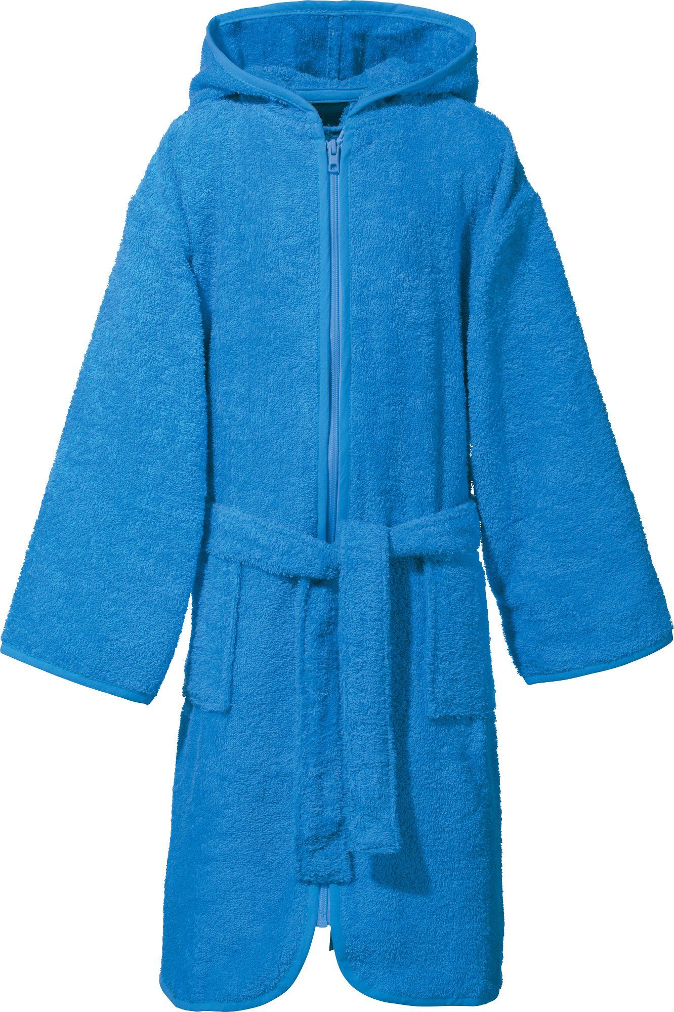 Erwin Müller Kinderbademantel Kinder-Kapuzenbademantel, Rückenlänge: 65 cm, Frottier, mit Kapuze, V03, Walk-Frottier Uni