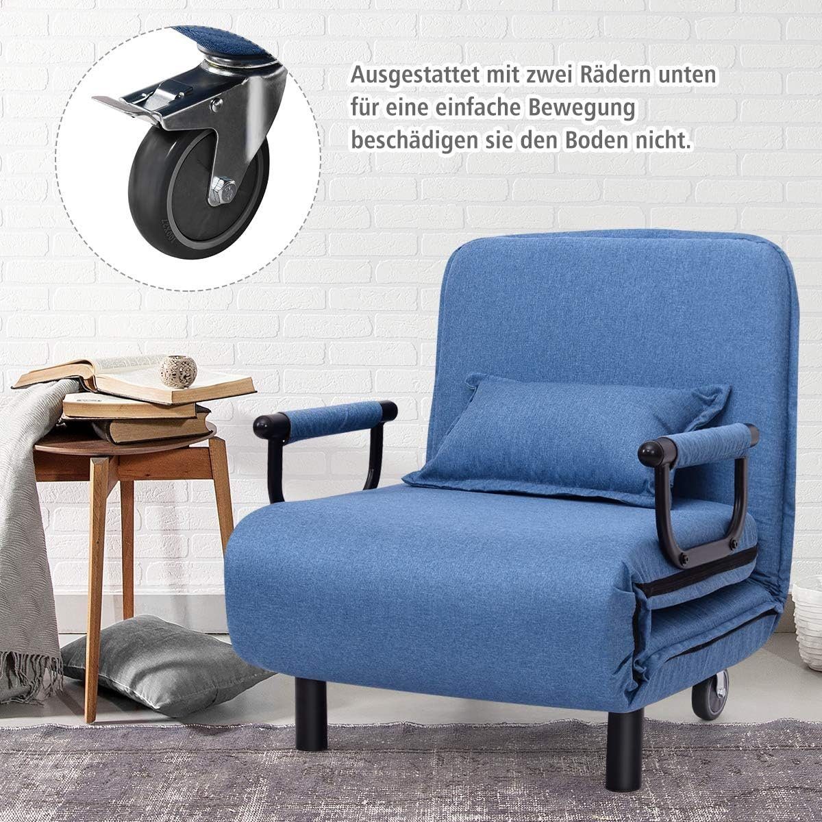 KOMFOTTEU Schlafsofa Klappsessel, mit verstellbarer Rückenlehne, bis 150kg