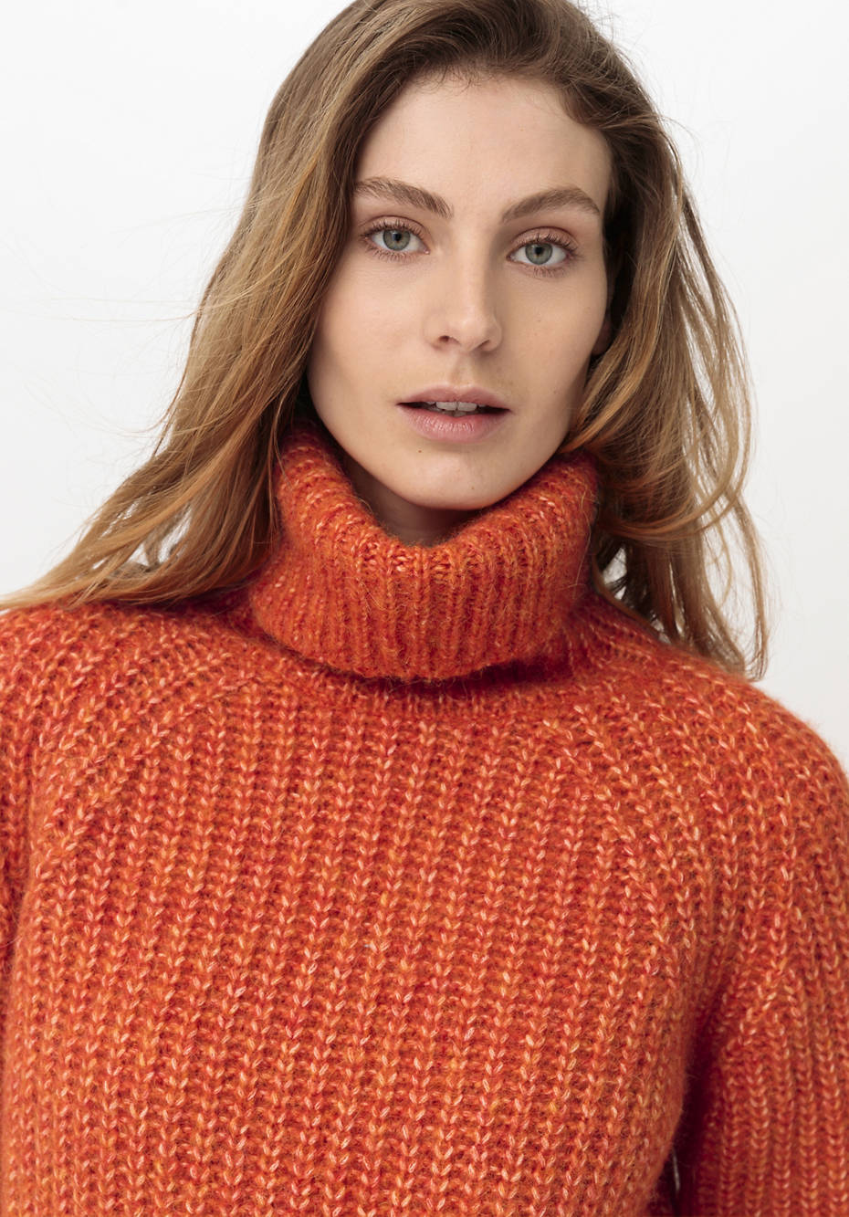 Rollkragenpullover aus Alpaka mit Bio-Baumwolle