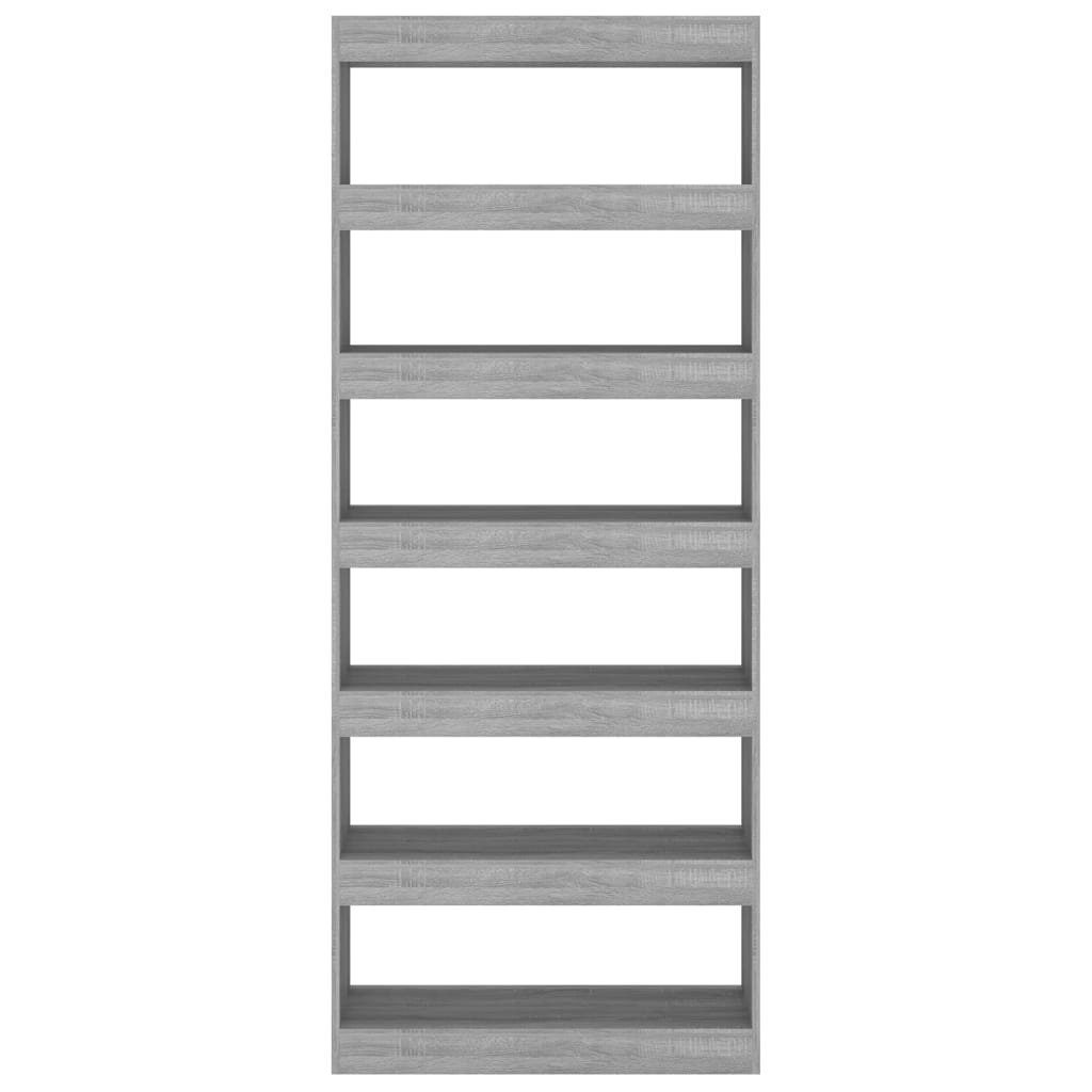 vidaXL Bücherregal Bücherregal/Raumteiler Grau Sonoma 80x30x198 cm Holzwerkstoff, 1-tlg.