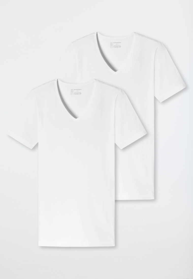 Shirts kurzarm 2er-Pack Organic Cotton tiefer V-Ausschnitt weiß – 95/5