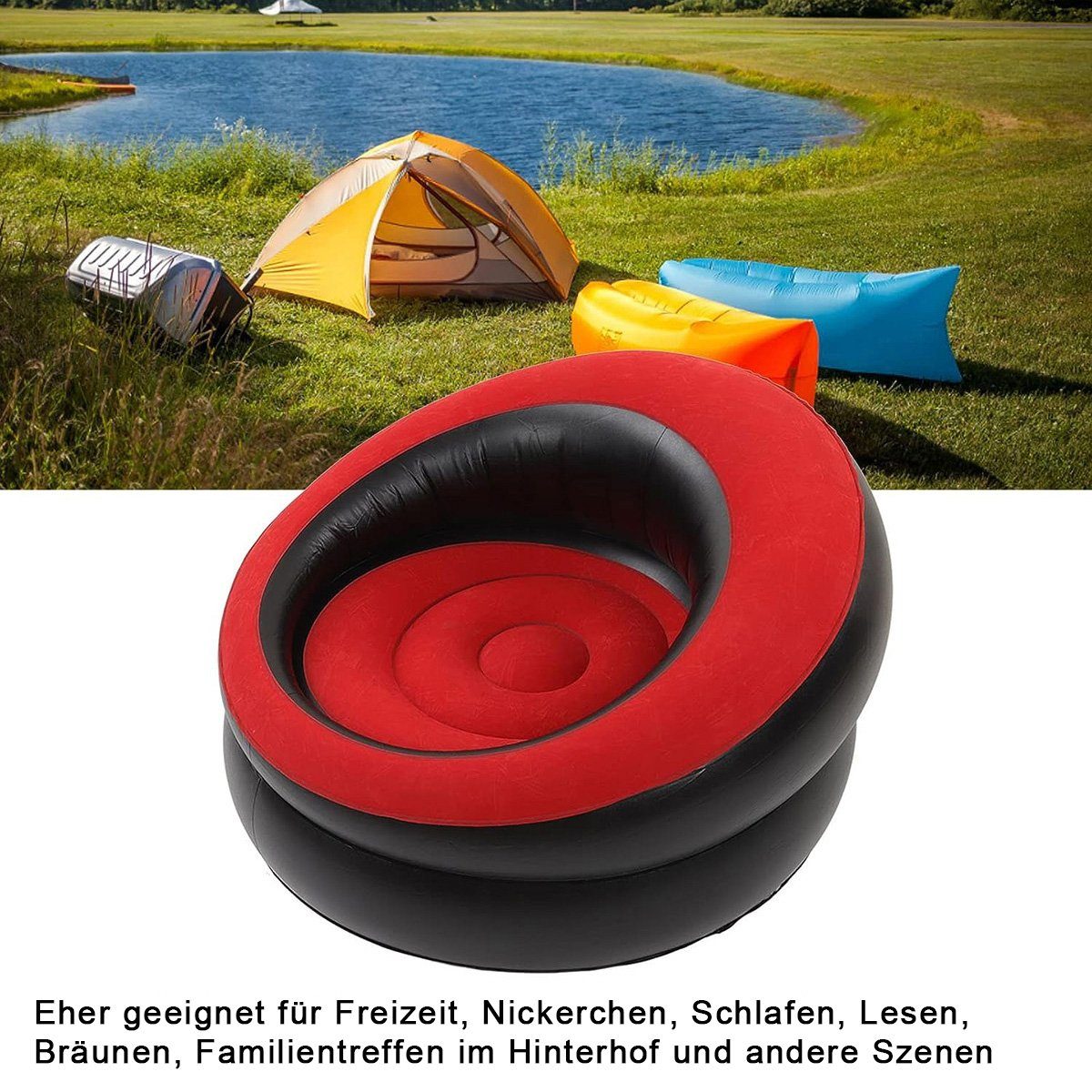 flowgoer Luftsofa Aufblasbares Samtsofa – eine vielseitige Option für das Schlafzimmer, Ergonomisches Design, schnelles Aufblasen, kleine Größe und sicher