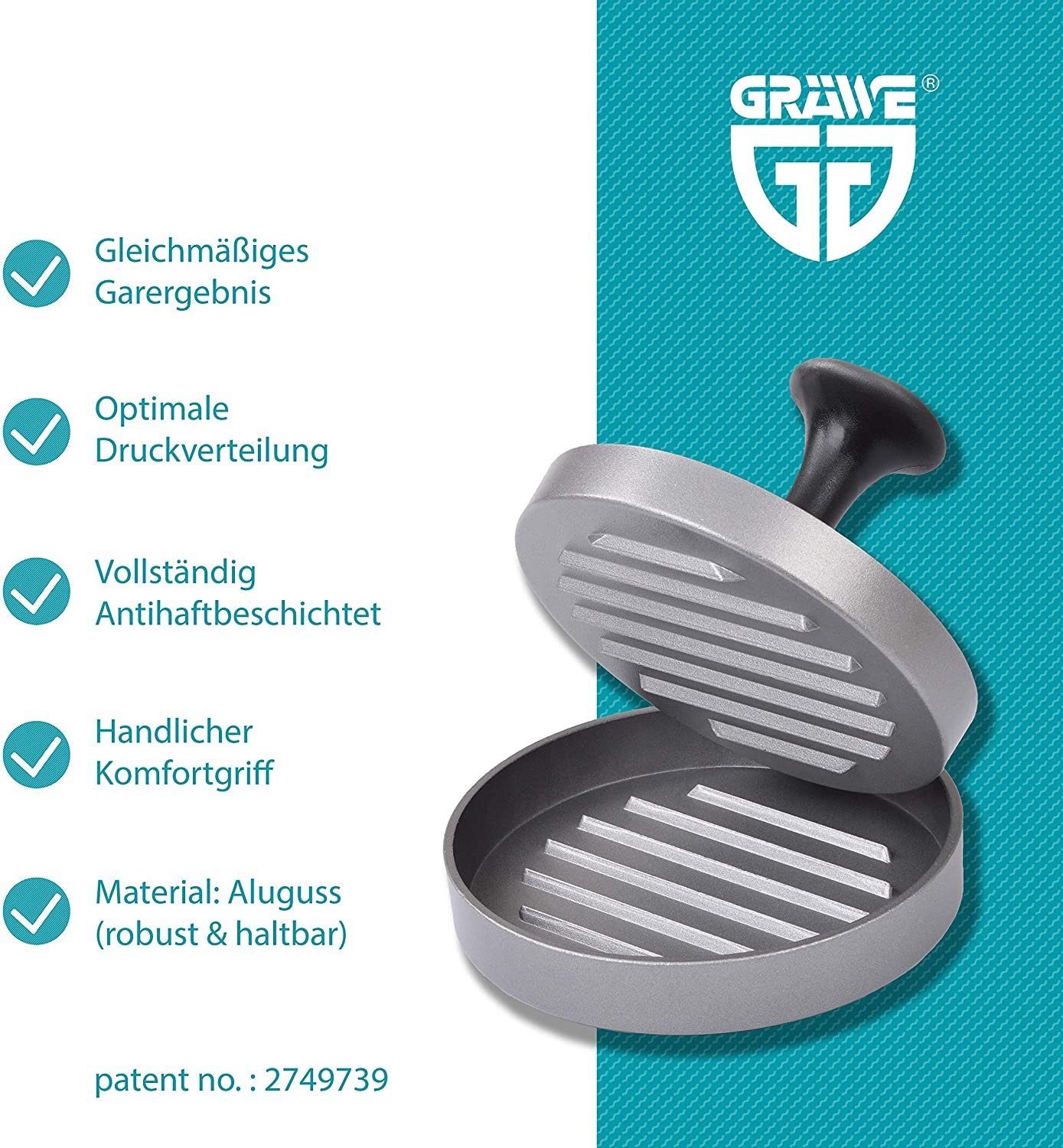 Tefal Burgerpresse W87, Tefal Hamburger-Maker Schwarz, Aluminium-HAMBURGERPRESSE