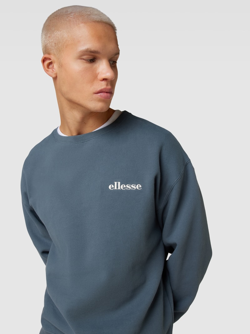 Sweatshirt mit Label-Stitching Modell 'AURELIO' in rauchblau