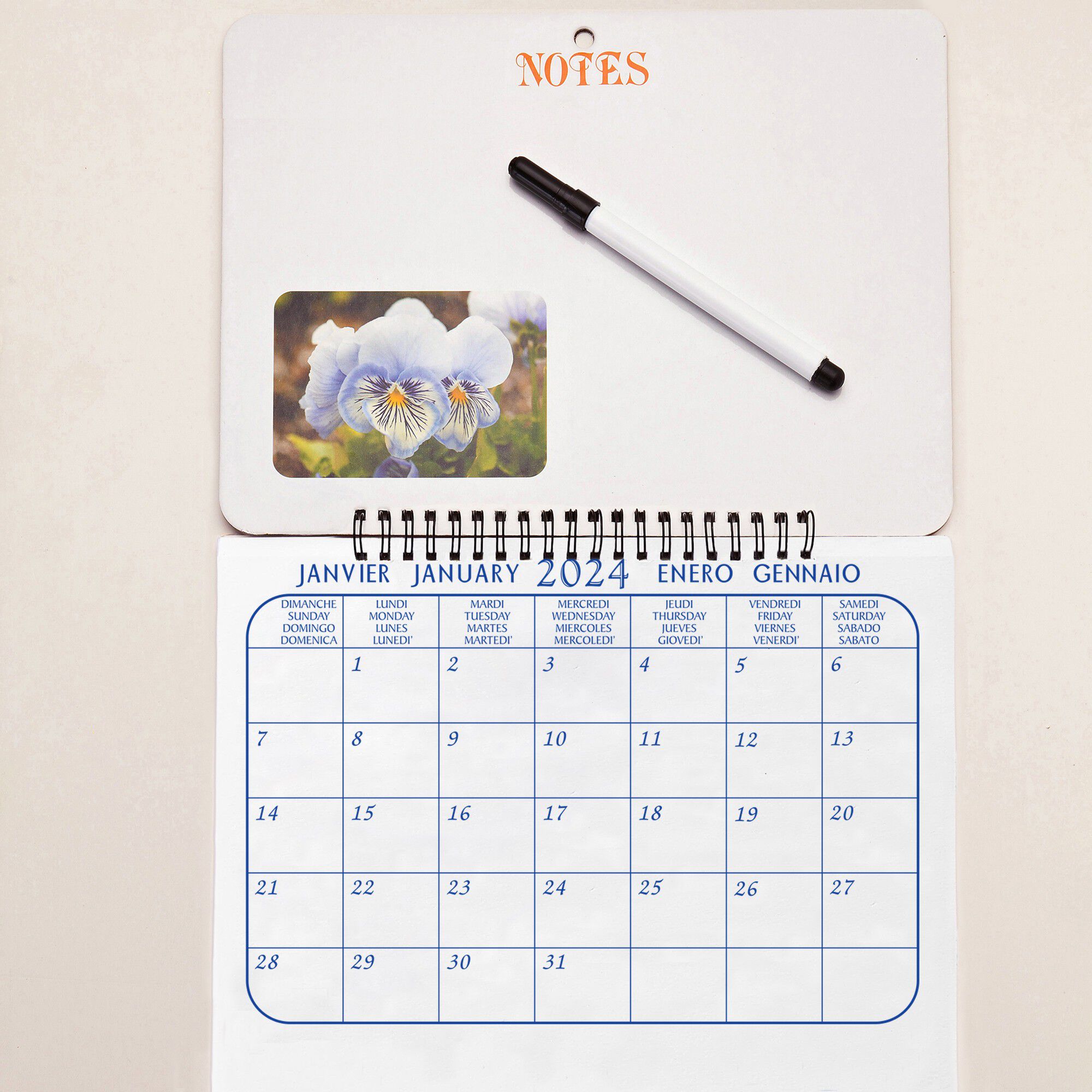 Calendrier mémo fleurs 2024